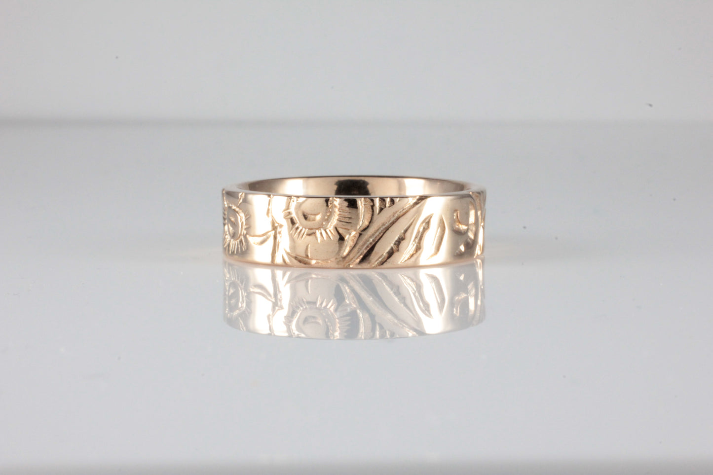 Floral Engraved Victorian Style Band in 18ct Rose Gold