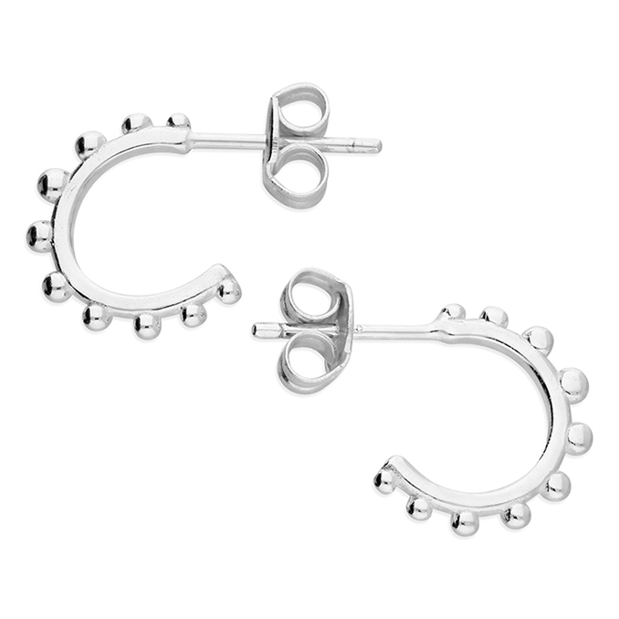 Etruscan Hoop Stud Earrings Silver