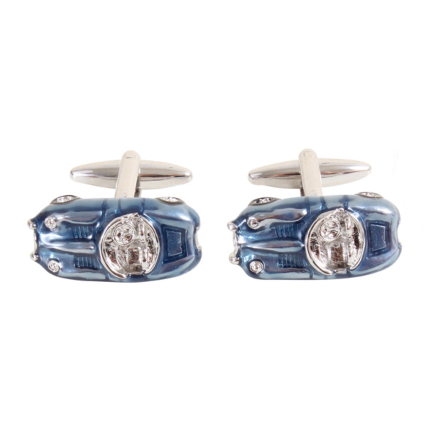 Blue Enamel Vintage Racing Car Cufflinks