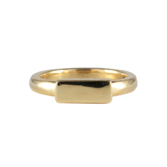 'Akrai' Gold Landscape Rectangular Head Ring