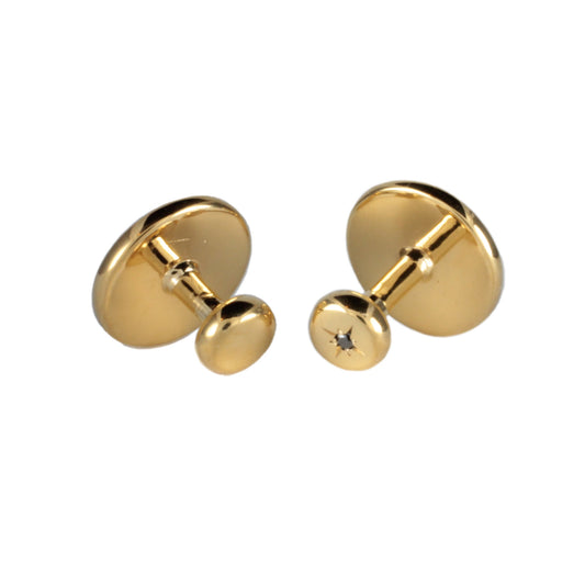 Yellow Gold Collar Studs set with a Black Diamond