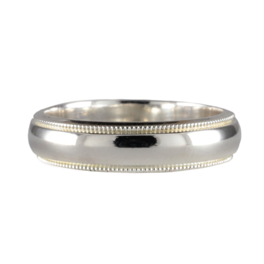 9ct or 18ct White Gold Milgrain 5mm 'D' Profile Wedding Band