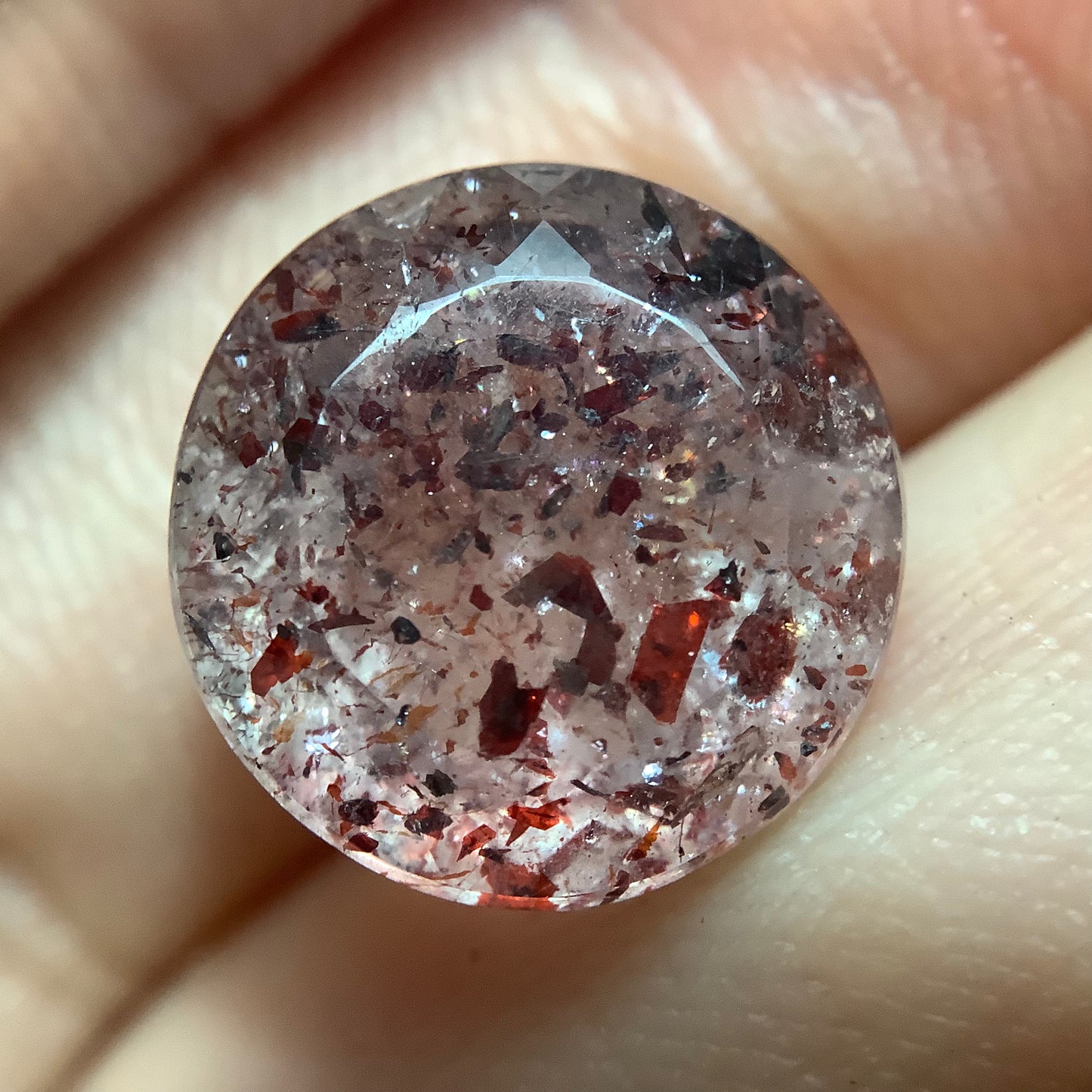 Round Faceted ‘Strawberry’ Quartz Loose Stone 12.2mm // 7.20ct