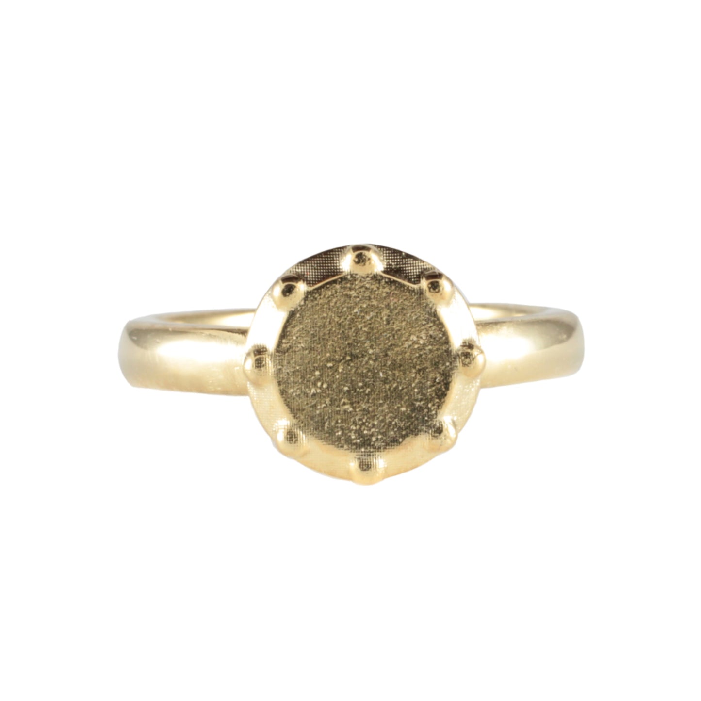 Etruscan Gold Beaded Style Round Head Signet Ring