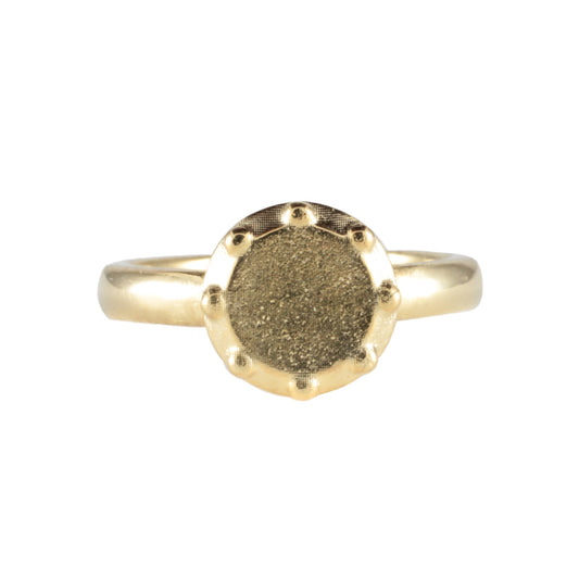 Etruscan Gold Beaded Style Round Head Signet Ring