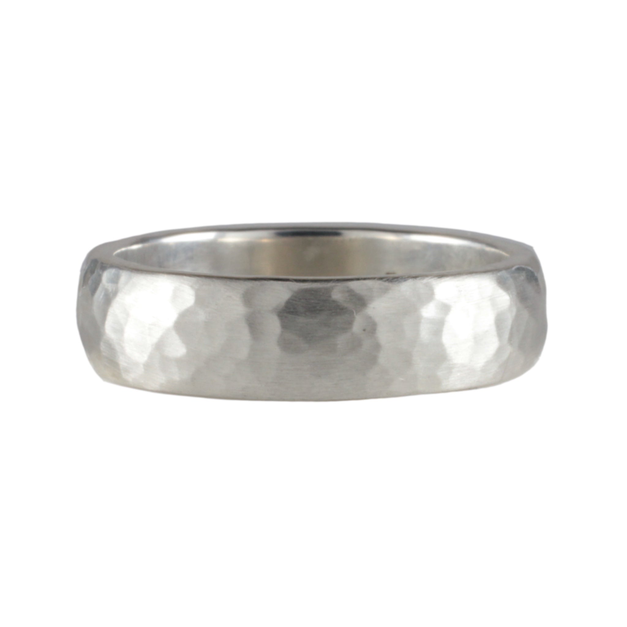 Mens white gold sale hammered wedding band