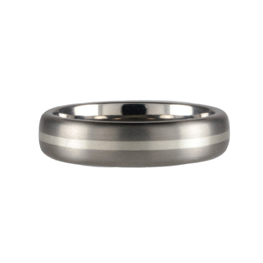 5mm Titanium Band with Silver Inlay Satin Finish