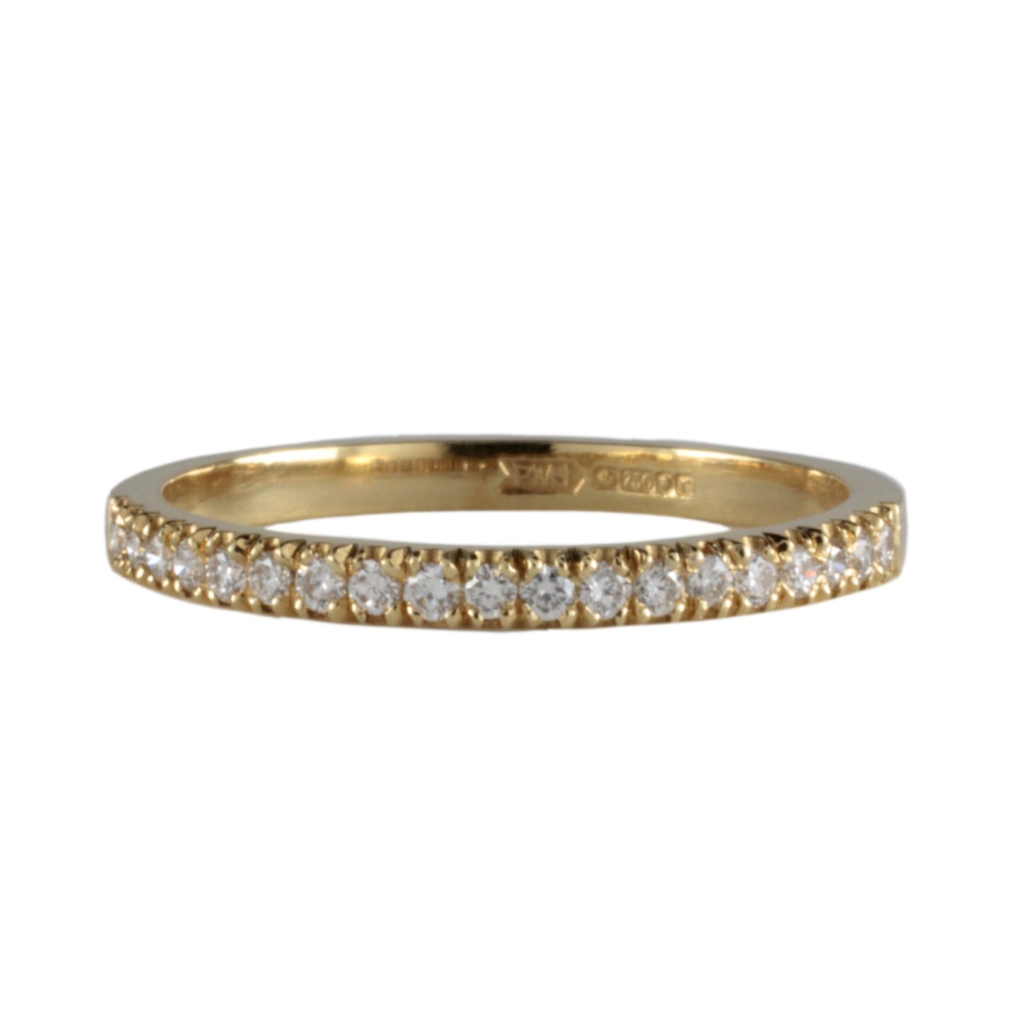 18ct Yellow Gold Diamond 0.20tcw Half Eternity Ring 1.8mm wide Fishtail Castle Set