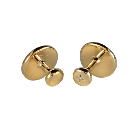 Yellow Gold Collar Studs set with a Colourless Diamond