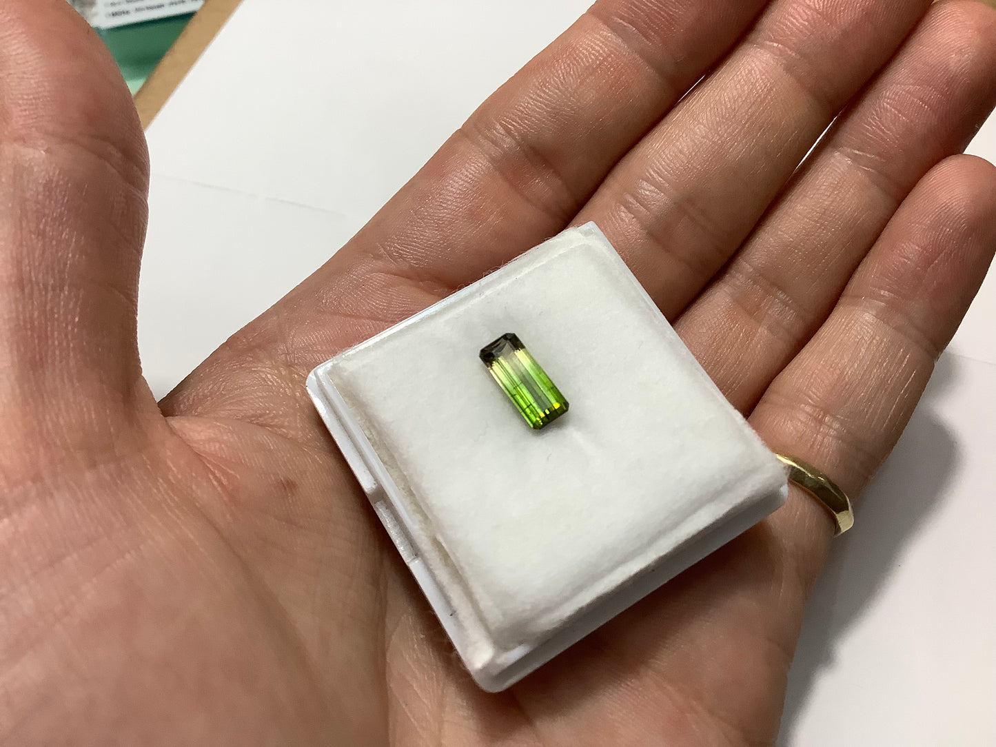 Bi-Colour 'Parti' Tourmaline 2.12ct Elongated Emerald Cut Loose Stone