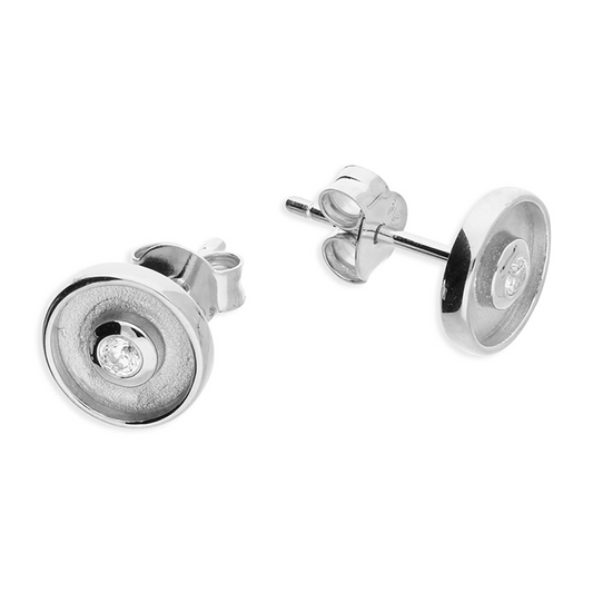 'Target' Stone set Earring studs Silver