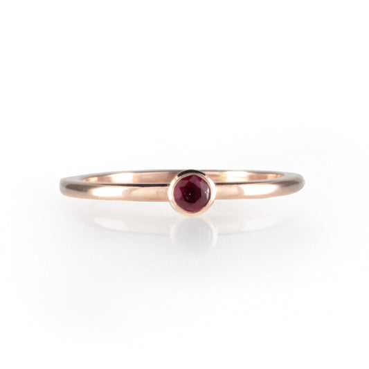 Ruby & 9ct Rose Gold Ring 0.19ct Bezel Rub Over set