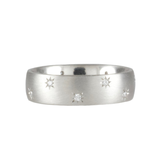 Platinum Staggered Fully Star Set Diamond band