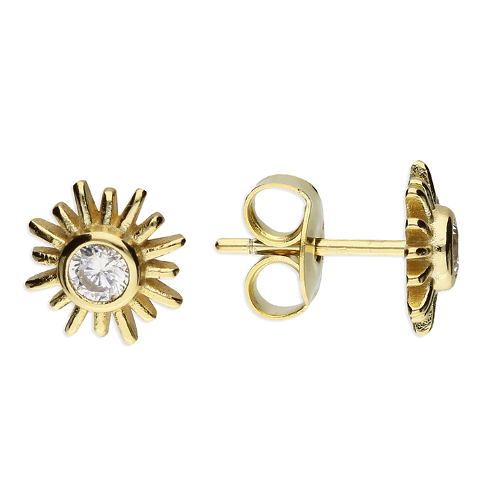 Small Sun Stud Earrings Yellow