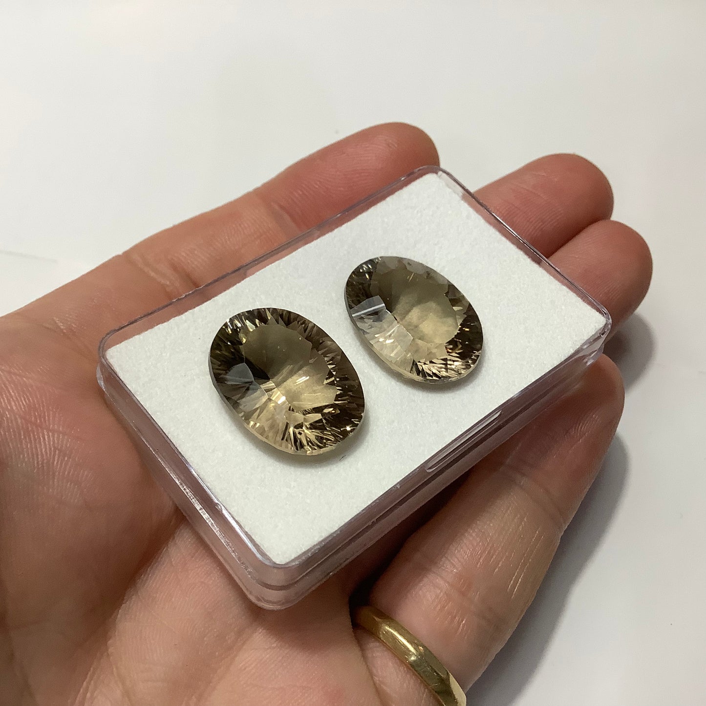 Pair of Oval Smokey Quartz Laser Cut Loose Stones 20x15mm
