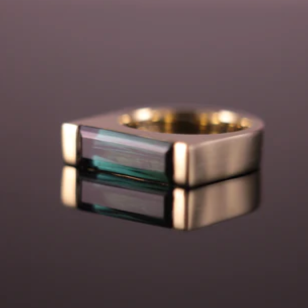 Emily's Chrome Green Tourmaline Ring in Yellow Gold