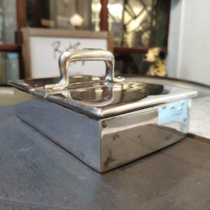 Antique c.1905 Edwardian Hallmarked Silver Double hinged Box with Handle