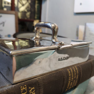 Antique c.1905 Edwardian Hallmarked Silver Double hinged Box with Handle