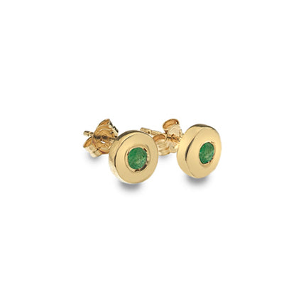 Emerald 9ct Yellow Gold Stud Earrings