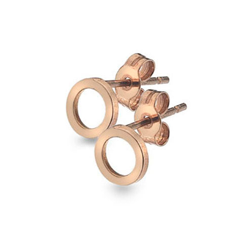 9ct Rose Gold Circle Outline Stud Earrings