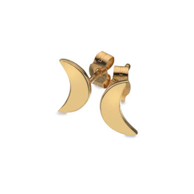 9ct Yellow Gold Celestial Moon Stud Earrings