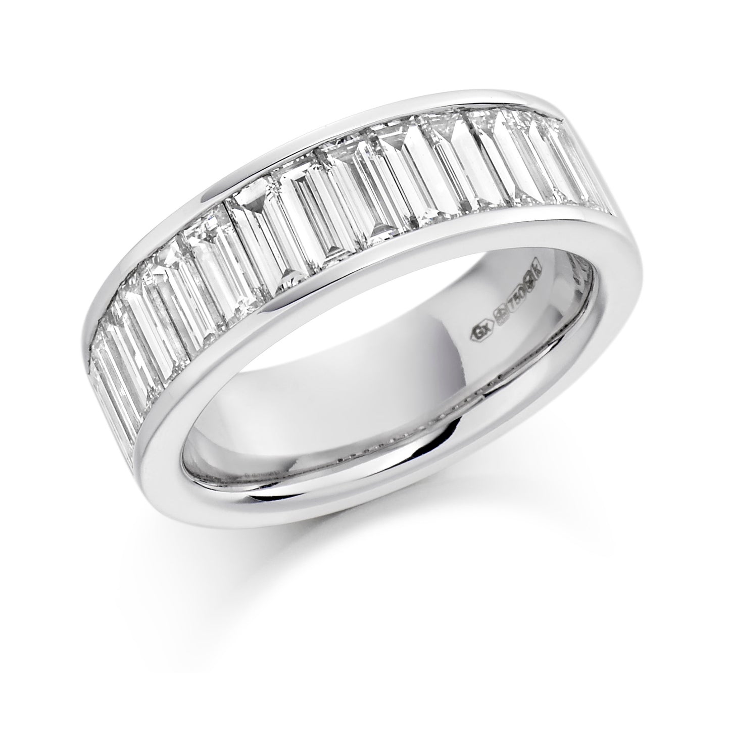 Platinum Half Eternity 2.00ct Ring Vertical Baguette Cut Diamonds Art Deco Style
