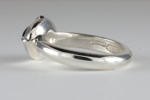 'Coria' C12th Early Medieval style Silver & Oval Onyx Cabochon Claw Ring