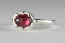 Load image into Gallery viewer, Cutdown 8-claw Georgian style Oval Garnet Cabochon Ring