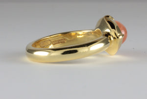 'Coria' C12th Early Medieval style 22ct Gold & Peach Moonstone Ring