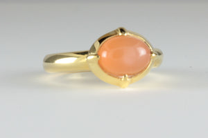 'Coria' Ancient style 22ct Gold & Peach Moonstone Ring