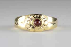 Medieval style 22ct Gold and Garnet Sunburst Ring
