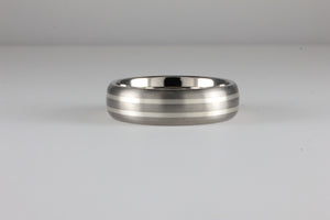 5mm Titanium Band with Double Silver Inlay Satin Finish