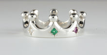 Load image into Gallery viewer, Platinum Crown Ring Fully Star Set with Multicoloured Gemstones