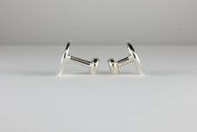Load image into Gallery viewer, Sterling Silver Collar Studs set with Colourless Diamond