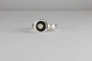Black & White Diamond Art Deco style Target ring