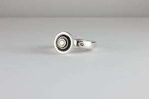 Black & White Diamond Art Deco style Target ring