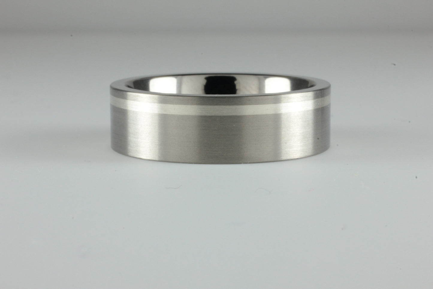 6mm Titanium Band with Offset Silver Inlay Satin Finish
