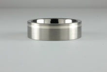 Load image into Gallery viewer, 6mm Titanium Band with Offset Silver Inlay Satin Finish