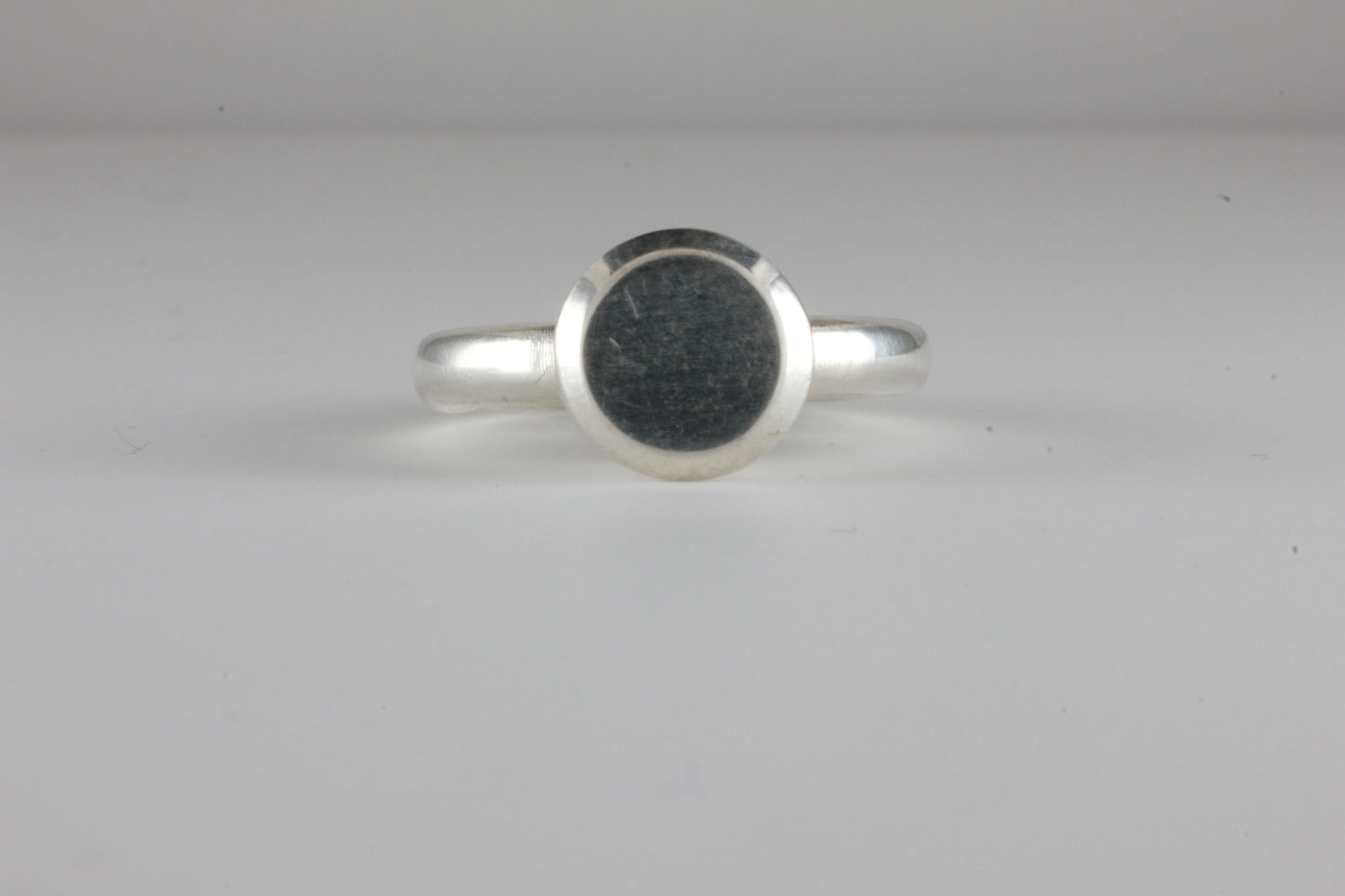 Double Bevel Disc Medieval style Signet Ring Silver C15th