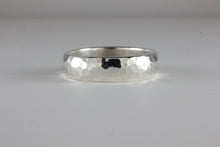 Load image into Gallery viewer, 9ct or 18ct White Gold Hammered 5mm &#39;D&#39; Profile Wedding Band