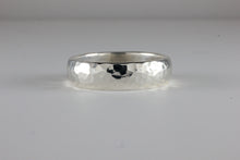 Load image into Gallery viewer, 9ct or 18ct White Gold Hammered 5mm &#39;D&#39; Profile Wedding Band