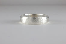 Load image into Gallery viewer, 9ct or 18ct White Gold Hammered 5mm &#39;D&#39; Profile Wedding Band