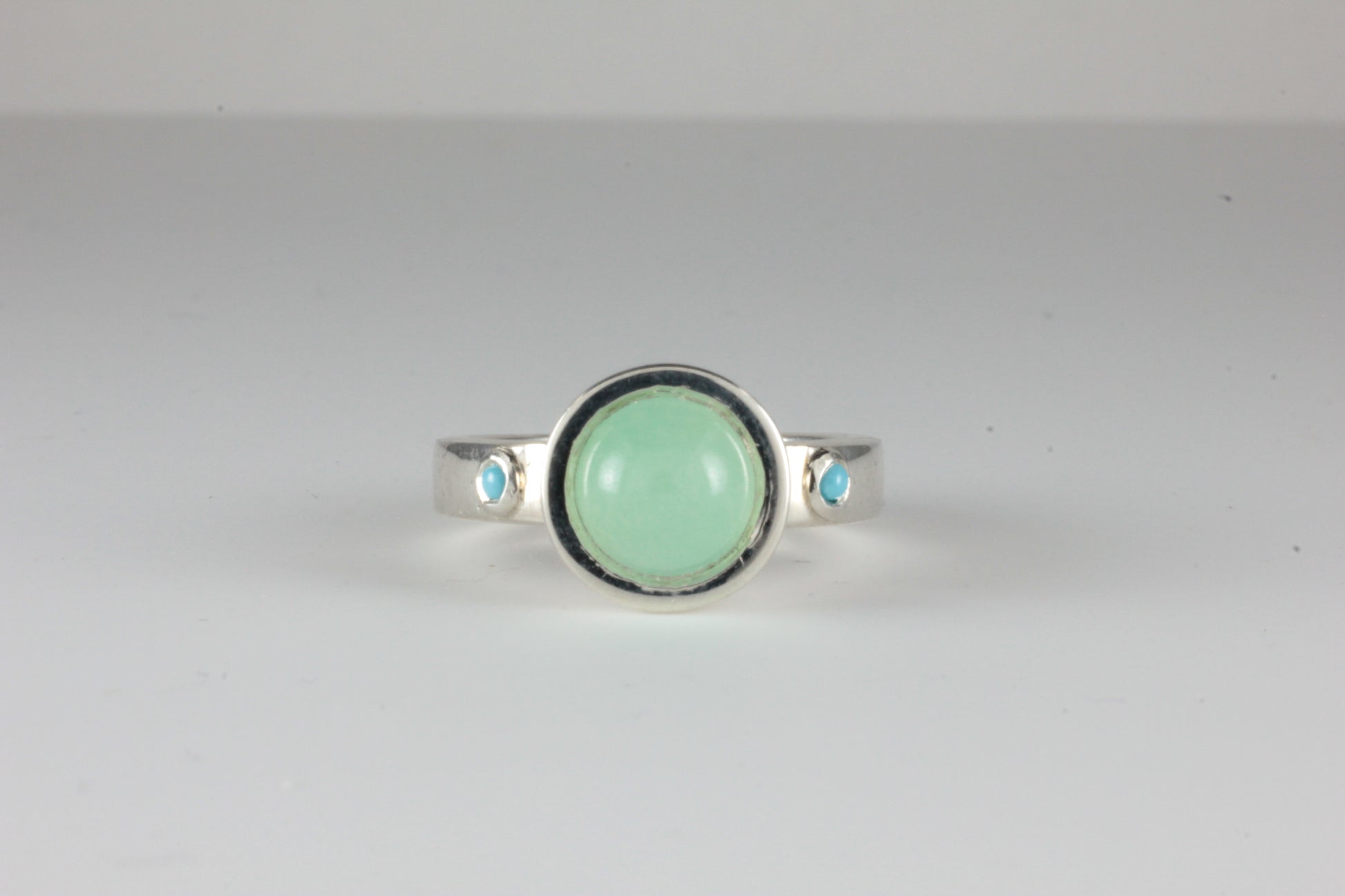 Chrysoprase & Turquoise Medieval style ring