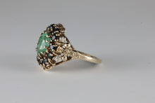 Load image into Gallery viewer, Vintage 9ct Yellow Gold Emerald &amp; Sapphire Ring c.1982