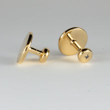 Load image into Gallery viewer, Yellow Gold Collar Studs set with a Black Diamond