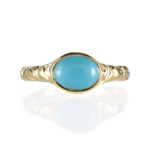 'Odessos' Georgian style Oval Turquoise Cabochon Ring
