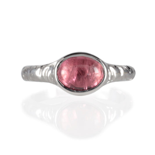'Odessos' Georgian style Oval Pink Tourmaline Cabochon Ring