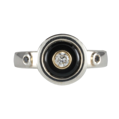 Black & White Diamond Art Deco style Target ring