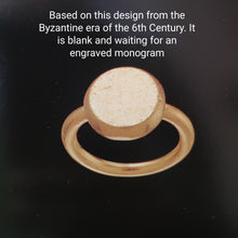 Load image into Gallery viewer, Double Bevel Disc Medieval style Signet Ring Silver C15th