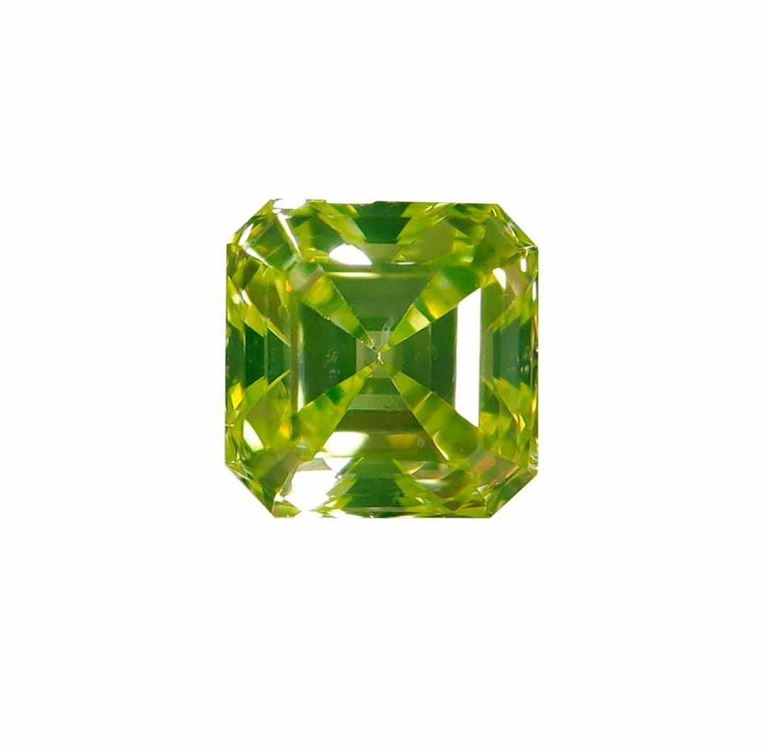 0.26ct Fancy Greenish Yellow Loose Diamond Asscher Cut